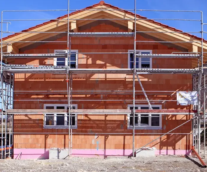 Multi-level residential scaffolding installation supporting home construction projects in Stockton