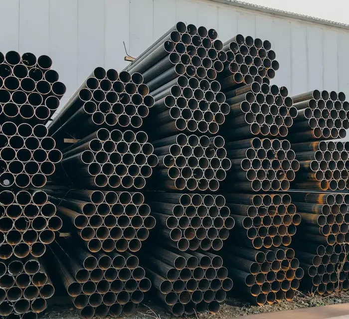 Industrial steel scaffolding pipes organized for commercial construction projects in Stockton